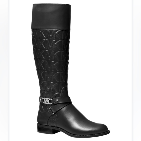 Michael Kors Kincaid Embossed Faux Leather Logo Riding Boot ✨brand new✨ - Picture 1 of 16